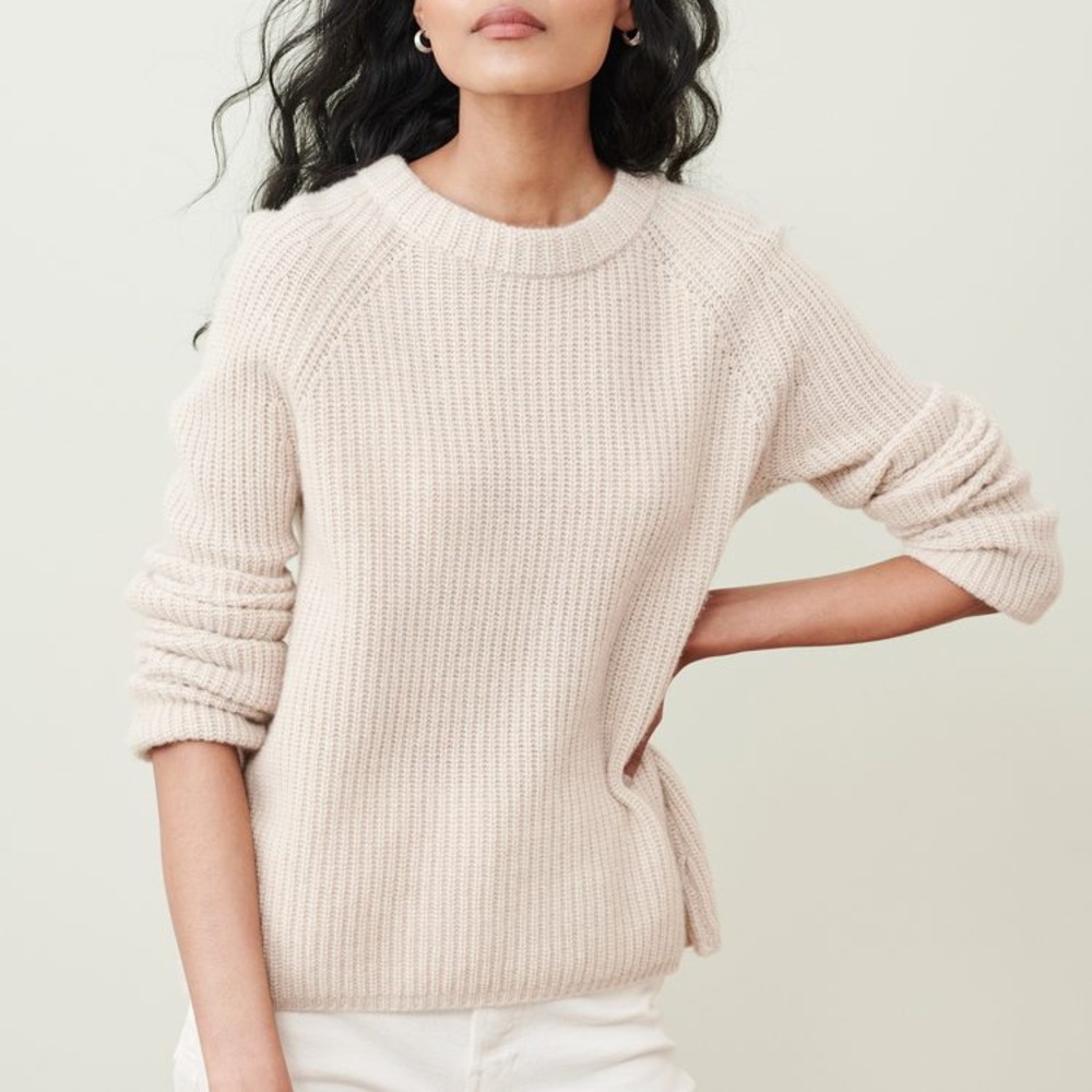 Jenni Kayne Oatmeal Cashmere Fisherman Sweater XS